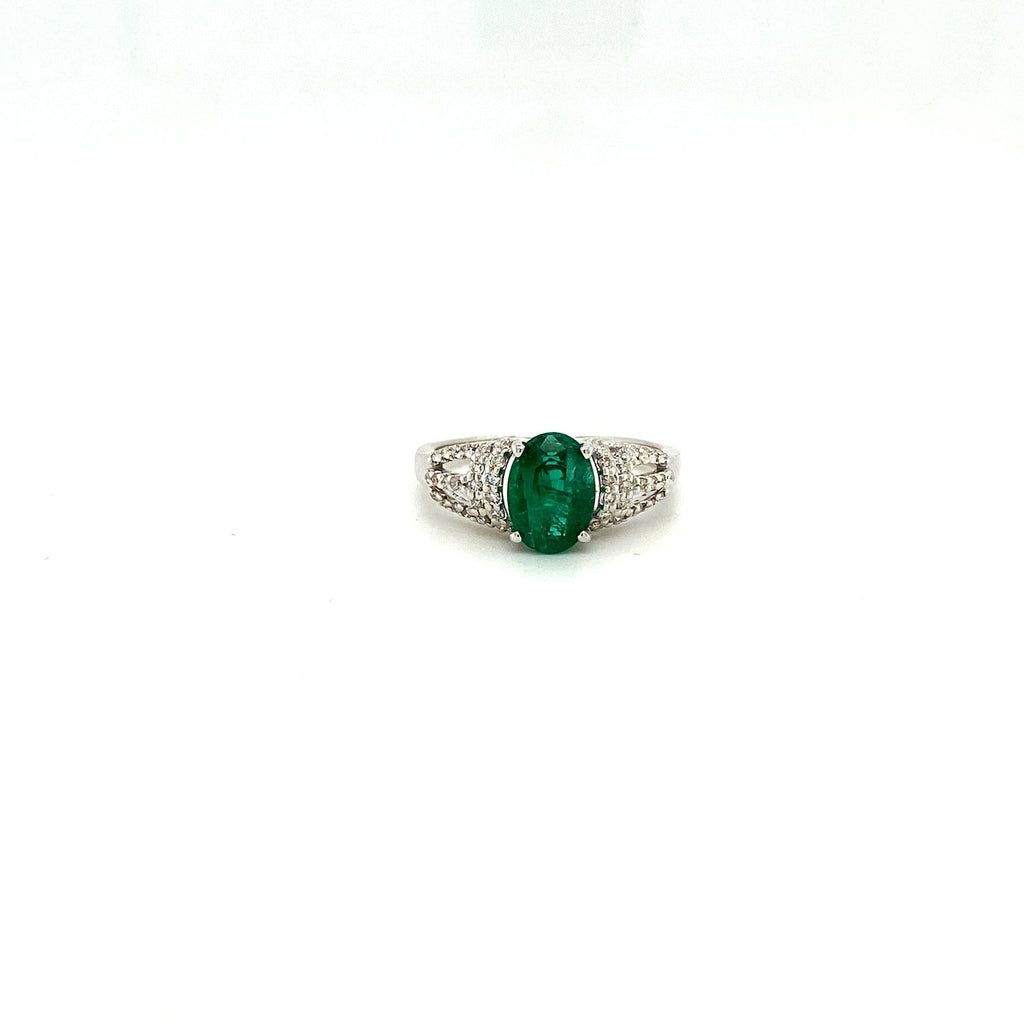 Emerald and Diamond Ring in 18K White Gold - KGR 16052
