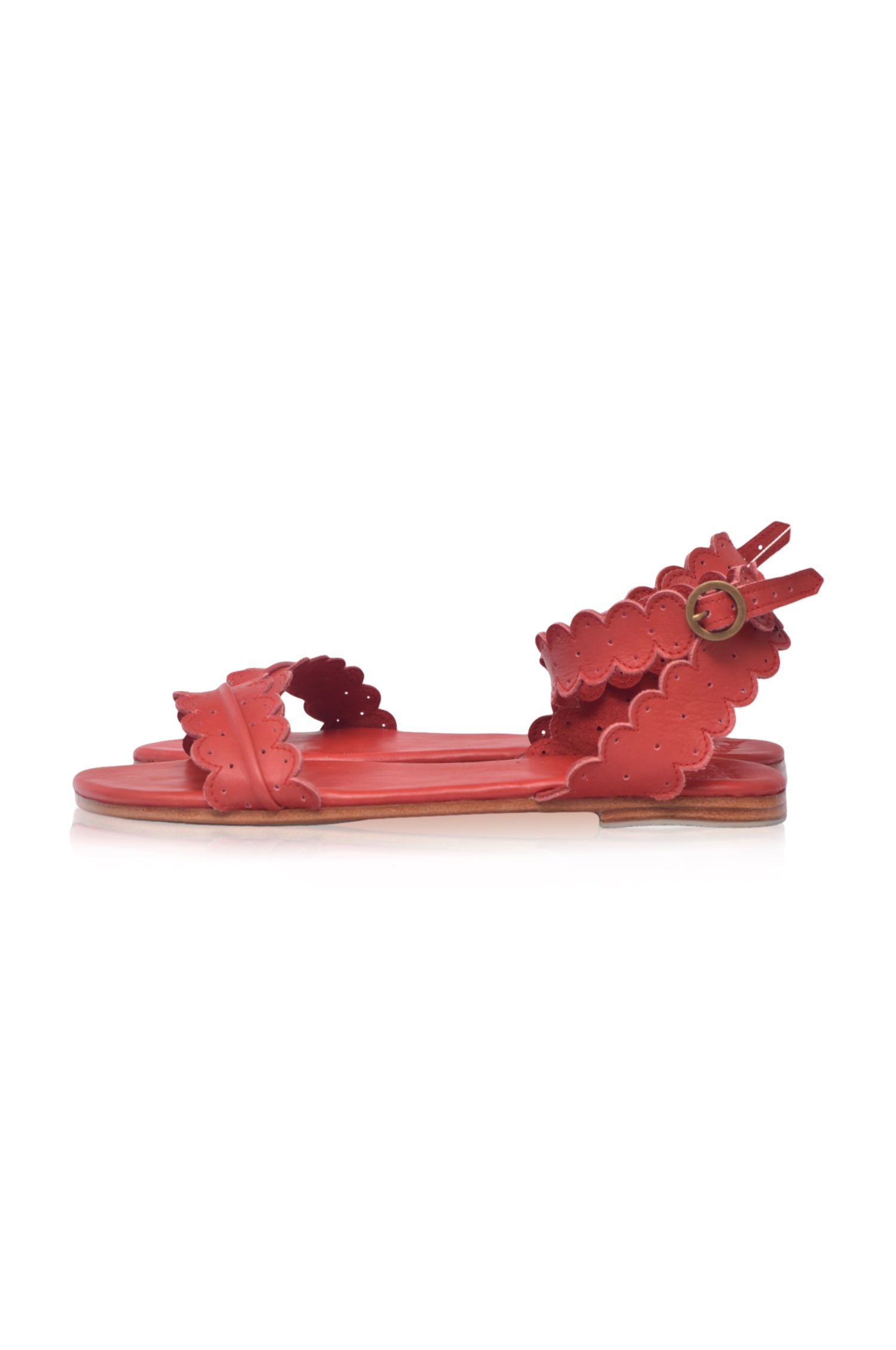 Nirvana Scalloped Wrap Leather Sandals