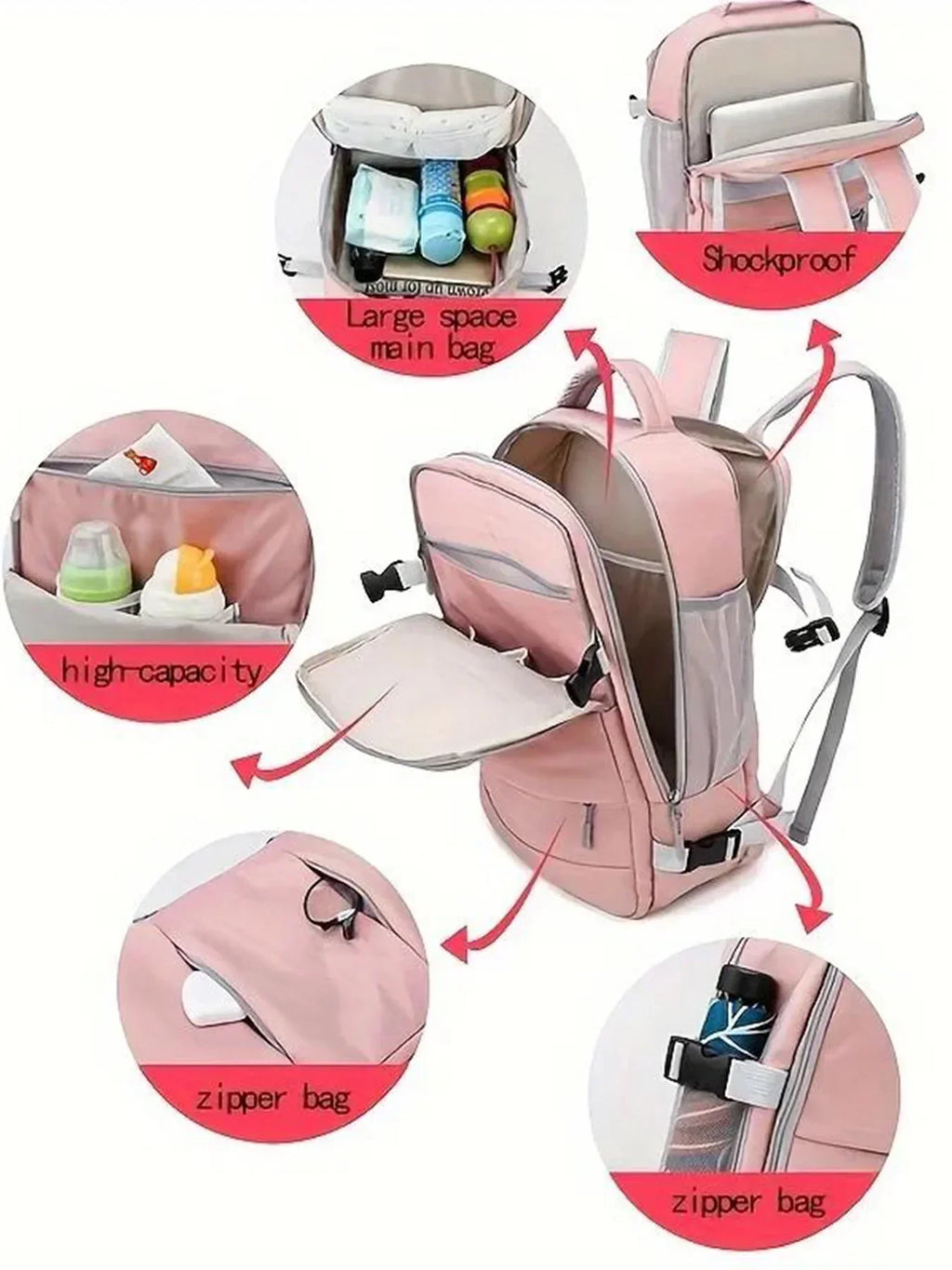 Large Capacity Women's Journey Backpack with Multifunction & Waterproof