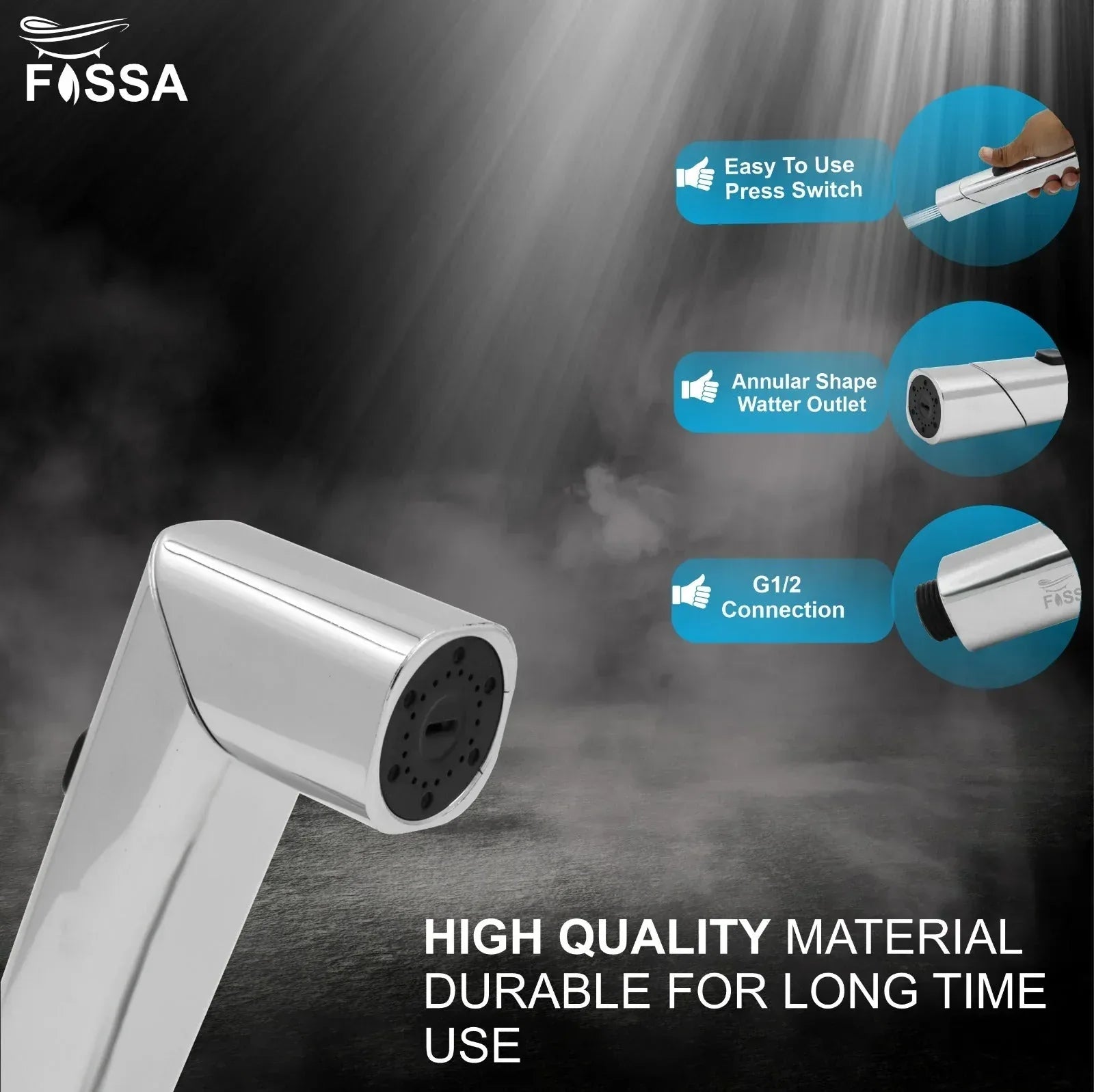 Dream Silver ABS Health Faucet with 1 Meter 304-Grade SS Hose Pipe & Hook