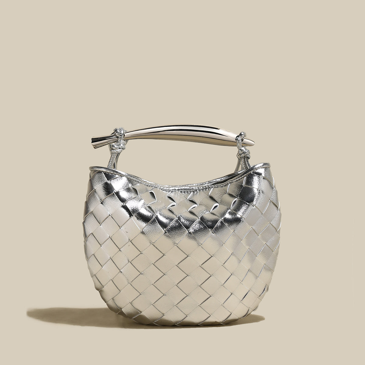 Italian Life Woven Shoulder Bag with Sculptured Handle