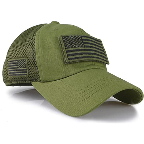 Tactical Camouflage Baseball Caps Men Summer Mesh Military Army Caps Constructed Trucker Cap Hats With USA Flag Patches
