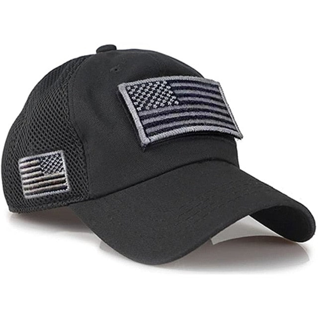 Tactical Camouflage Baseball Caps Men Summer Mesh Military Army Caps Constructed Trucker Cap Hats With USA Flag Patches